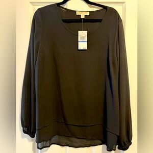 Michael Kors Black Long-Sleeve Top